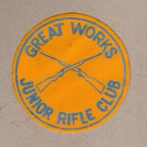 Great Works Junior Rifle Club Patch Old Town Maine Vintage circa1972 Embroidered